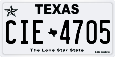 TX license plate CIE4705