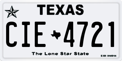 TX license plate CIE4721