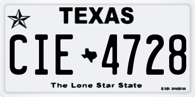 TX license plate CIE4728