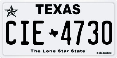 TX license plate CIE4730