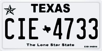 TX license plate CIE4733