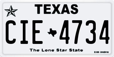 TX license plate CIE4734