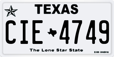 TX license plate CIE4749