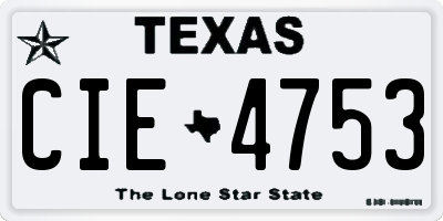 TX license plate CIE4753