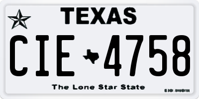 TX license plate CIE4758