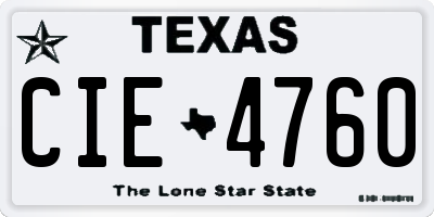 TX license plate CIE4760