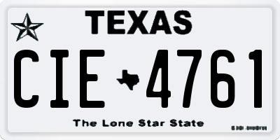 TX license plate CIE4761