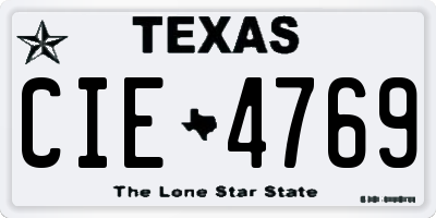 TX license plate CIE4769