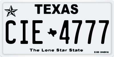 TX license plate CIE4777