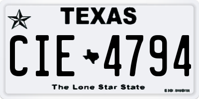 TX license plate CIE4794