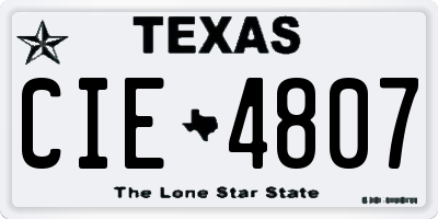 TX license plate CIE4807