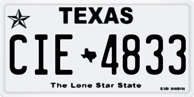 TX license plate CIE4833