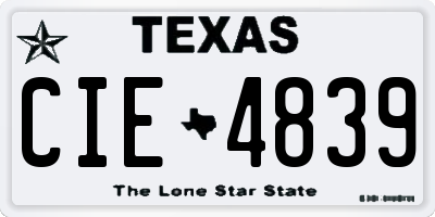 TX license plate CIE4839