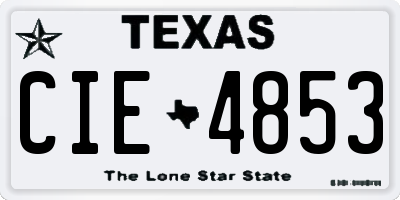 TX license plate CIE4853