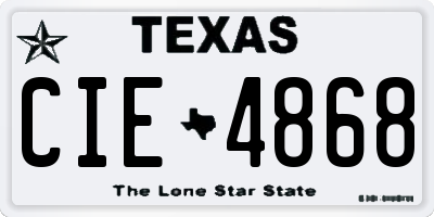 TX license plate CIE4868
