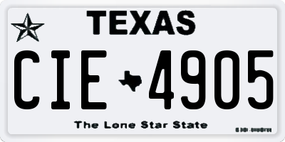 TX license plate CIE4905