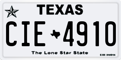 TX license plate CIE4910