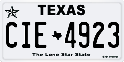 TX license plate CIE4923