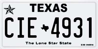 TX license plate CIE4931