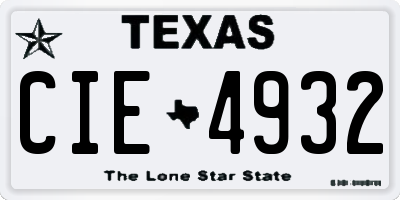 TX license plate CIE4932