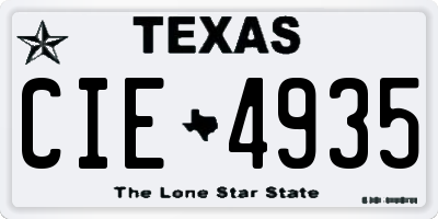 TX license plate CIE4935