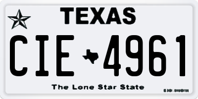 TX license plate CIE4961