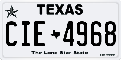 TX license plate CIE4968