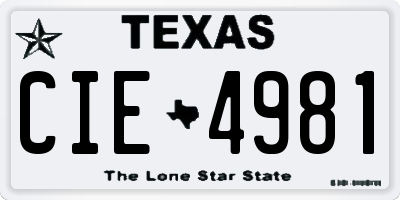 TX license plate CIE4981