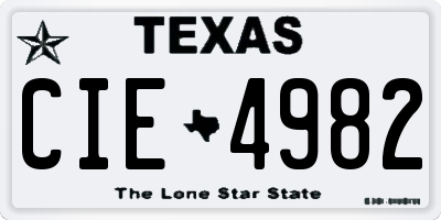 TX license plate CIE4982