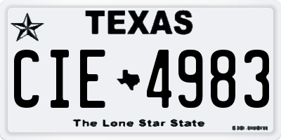 TX license plate CIE4983