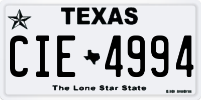 TX license plate CIE4994
