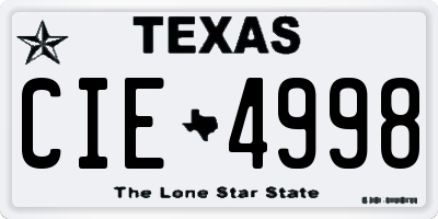 TX license plate CIE4998