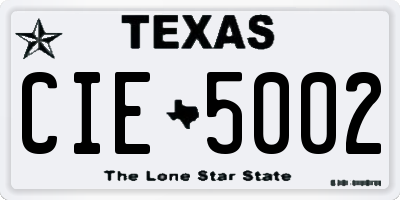 TX license plate CIE5002