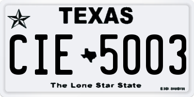 TX license plate CIE5003