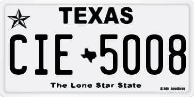 TX license plate CIE5008