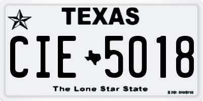 TX license plate CIE5018
