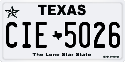 TX license plate CIE5026