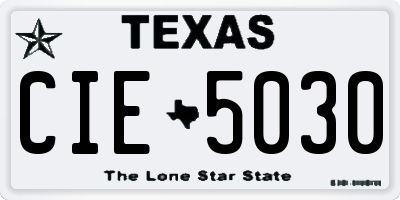 TX license plate CIE5030
