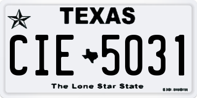 TX license plate CIE5031