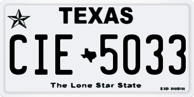 TX license plate CIE5033