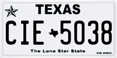 TX license plate CIE5038