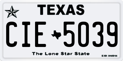 TX license plate CIE5039
