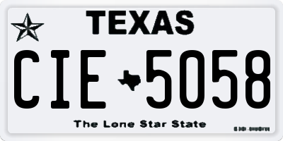 TX license plate CIE5058