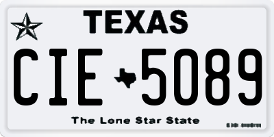 TX license plate CIE5089