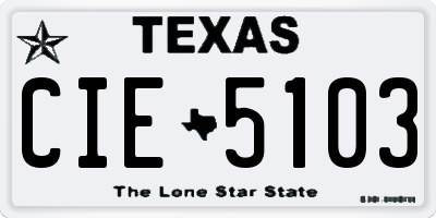 TX license plate CIE5103