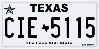 TX license plate CIE5115