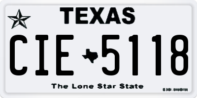 TX license plate CIE5118