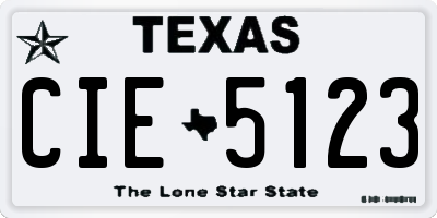 TX license plate CIE5123
