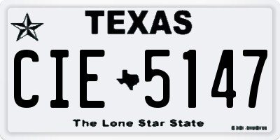 TX license plate CIE5147