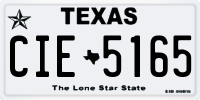 TX license plate CIE5165